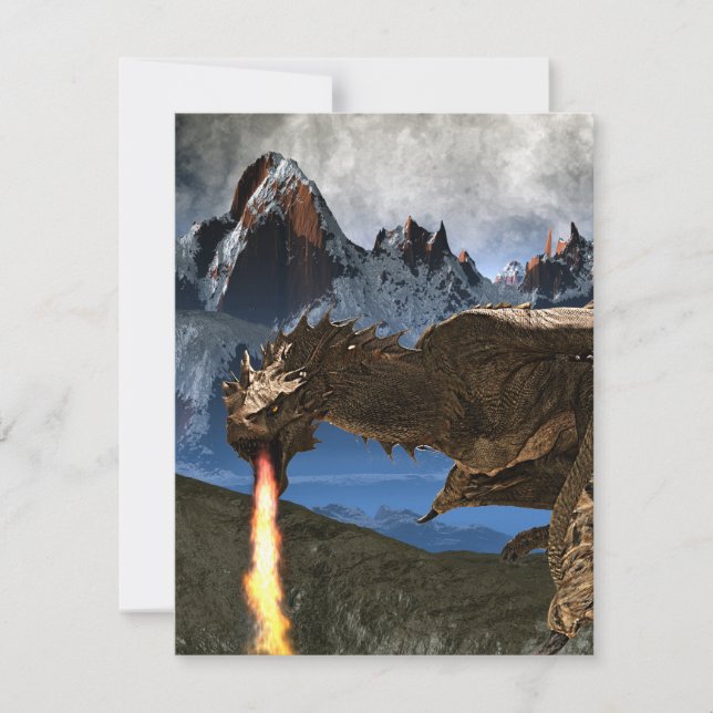 Fire Breathing Wyvern Dragon Fantasy Card (Front)
