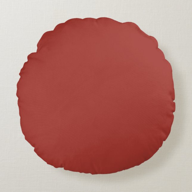 Fire Brick Red Solid Colour Print Round Pillow (Front)