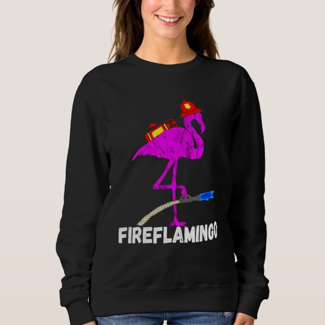 Fire Brigade Flamingo Fireman Exotic Bird Sweatshirt (Front)