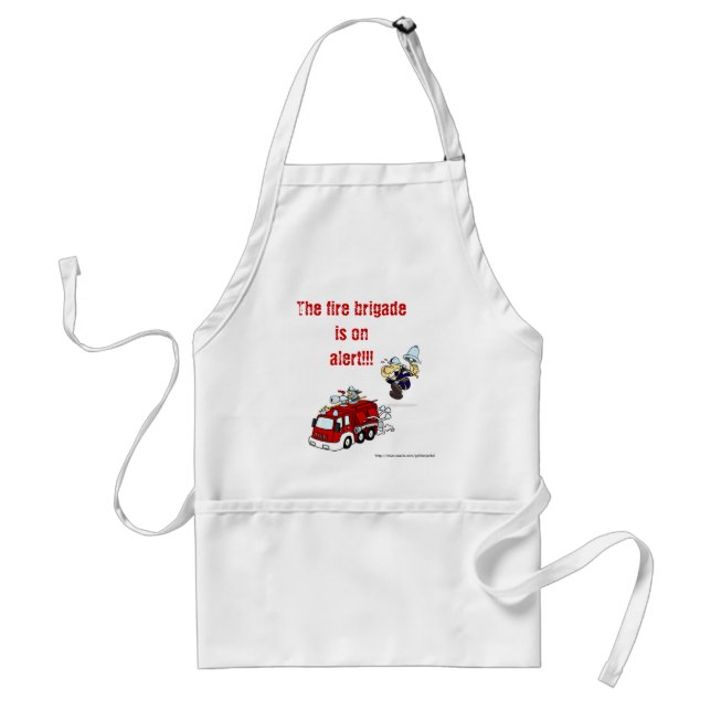 Fire brigade on alert. funny humour bbq cooking standard apron (Front)