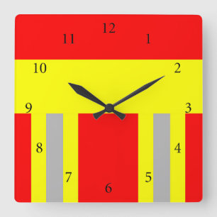 fire brigade symbol uniform red square wall clock