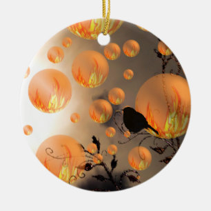 Fire Bubbles Ceramic Ornament