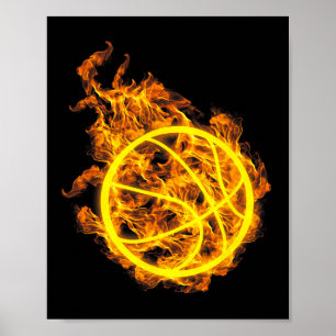 Fire Bysketbyll Byll Flaming Bysketbyll Player Poster