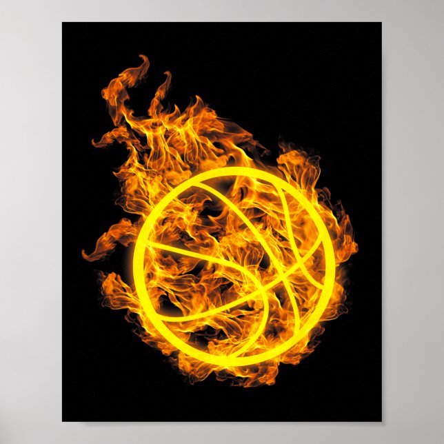Fire Bysketbyll Byll Flaming Bysketbyll Player  Poster (Front)
