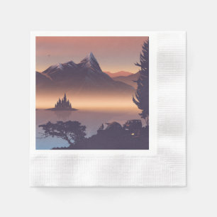 Fire camp near the lake napkin