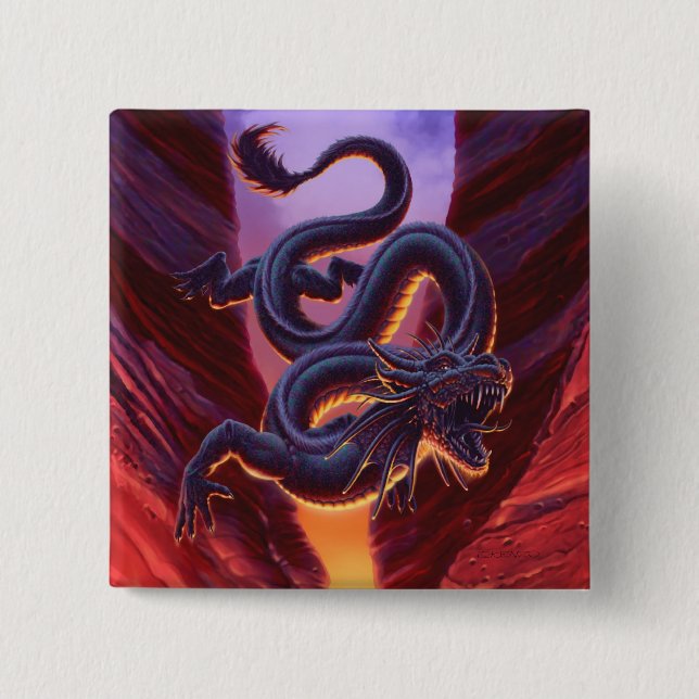 "Fire Cavern" 2 Inch Square Button (Front)