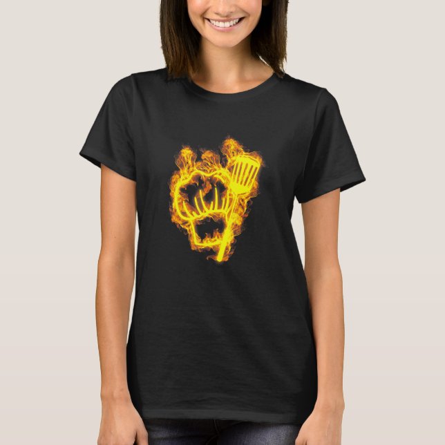 Fire Chef Hat Flames Cooking Cook Chef T-Shirt (Front)