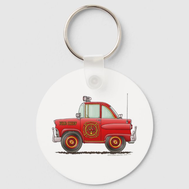 Fire Chief Car Firefighter Fireman Keychain (Front)