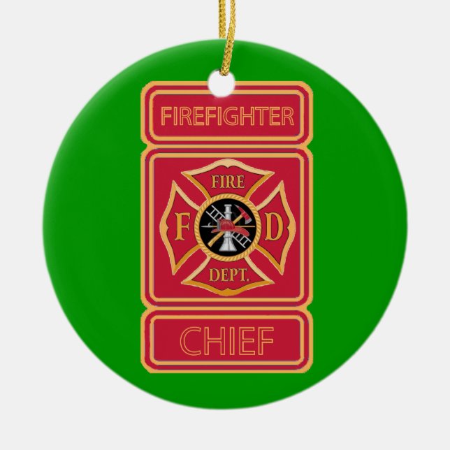 Fire Chief Ceramic Ornament (Front)