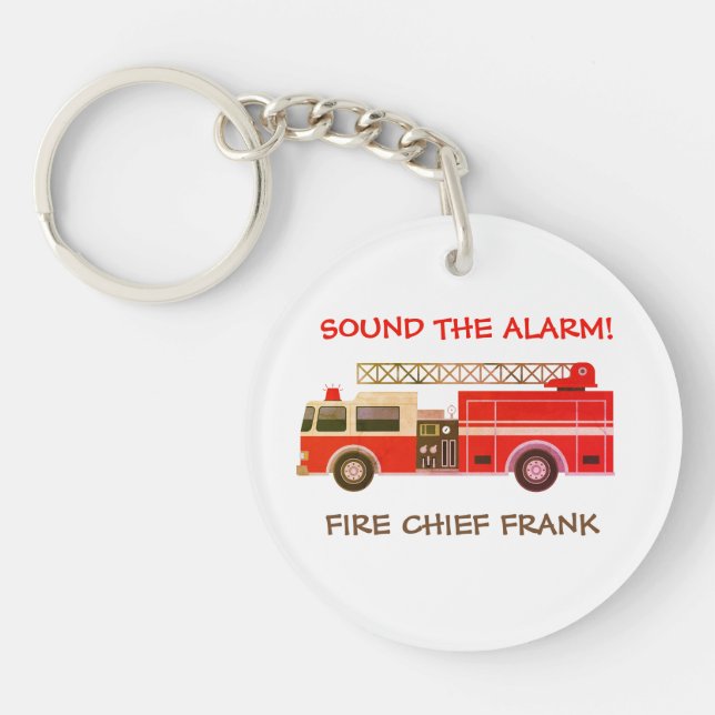 Fire Chief Fire Truck Fire Engine Keychain (Front)