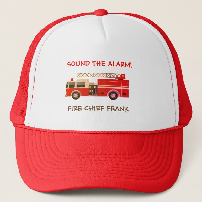 Fire Chief Fire Truck Fire Engine Trucker Hat (Front)