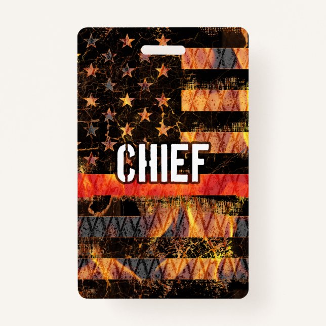Fire Chief Firefighter Flag Badge (Front)