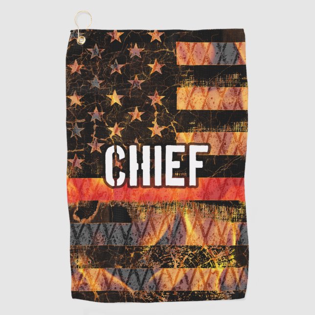 Fire Chief Firefighter Flag Golf Towel (Front)
