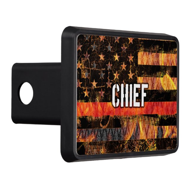Fire Chief Firefighter Flag Trailer Hitch Cover (Right)
