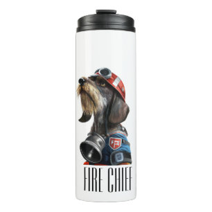 Fire Chief Firefighter Wire-hair Dachshund Thermal Tumbler