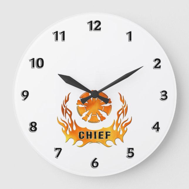 Fire Chief Flames Large Clock (Front)