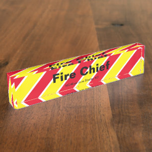 Fire Chief Red/White/Yellow Desk Name Plate