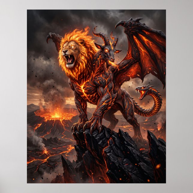 Fire Chimera Mythic Caldera Art Poster (Front)