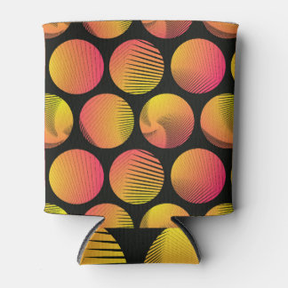 Fire Circles: Orange Black Graphic Can Cooler