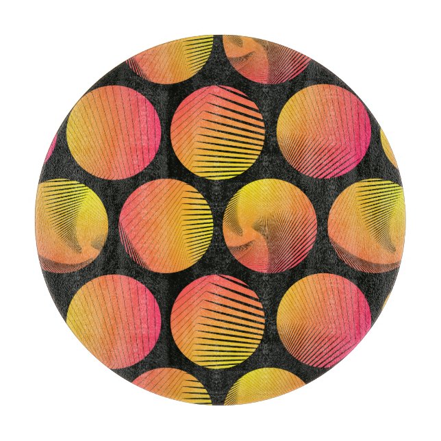 Fire Circles: Orange Black Graphic Cutting Board (Front)