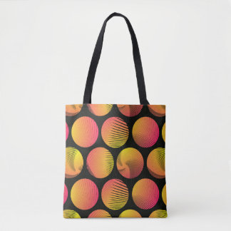 Fire Circles: Orange Black Graphic Tote Bag