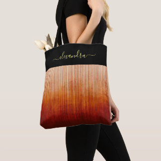 Fire Colours rustic ombre chic personalized stripe Tote Bag