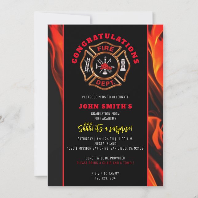 Fire Congratulatons Invitation (Front)