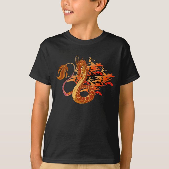 Fire Coral Dragon Kid Dark T-shirt (Front)