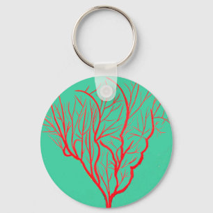 Fire coral environmental nature modern art keychain