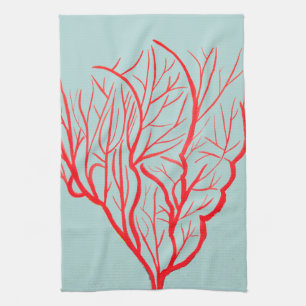 Fire coral environmental nature modern art kitchen towel