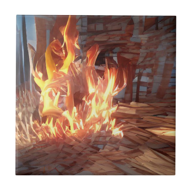 Fire crackling merrily in another world art tile (Front)