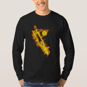 Fire Cricket Bat And Ball Flaming Batsman Cricket T-Shirt