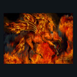 Fire Dancer Fantasy Art Poster<br><div class="desc">Fire Dancer is from the 'Fantasy' Series of original art by Carol Cavalaris. With your mane and wings a flame, there is no going back from where you came. For inside your heart burns a primal desire to gather strength and power, as you dance upon and become the fire. Enjoy...</div>