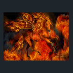 Fire Dancer Fantasy Art Poster<br><div class="desc">Fire Dancer is from the 'Fantasy' Series of original art by Carol Cavalaris. With your mane and wings a flame, there is no going back from where you came. For inside your heart burns a primal desire to gather strength and power, as you dance upon and become the fire. Enjoy...</div>