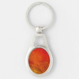 Fire - Deep Orange Red Yellow Abstract Art Keychain