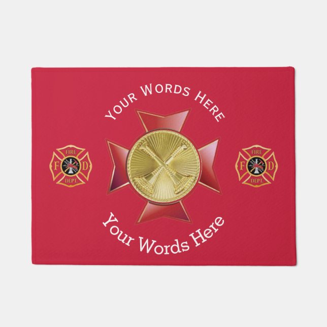 Fire Department 2 Bugle Custom Doormat (Front)
