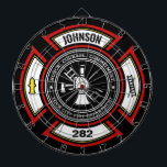 Fire Department ADD NAME Firefighter Badge Rescue Dartboard<br><div class="desc">Fire Department ADD NAME Fireman Firefighter Badge design - Emblem with Helmet and Axe. Customize with your Name,  Station/Dept Number and location.</div>
