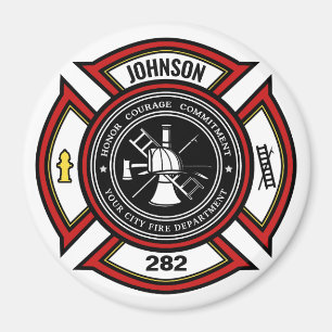 Fire Department ADD NAME Firefighter Badge Rescue Magnet