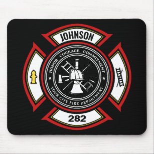 Fire Department ADD NAME Firefighter Badge Rescue Mouse Pad