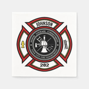 Fire Department ADD NAME Firefighter Badge Rescue Napkin