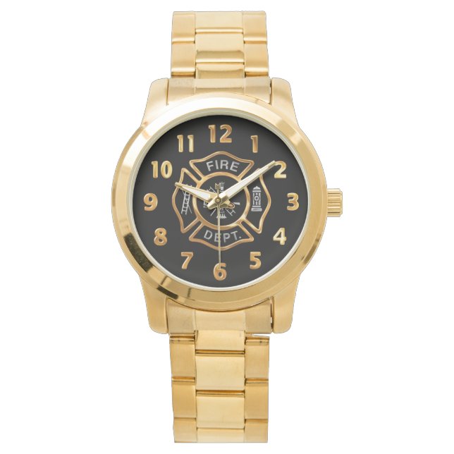 Fire Department Badge Gold Watch (Front)
