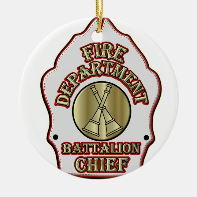 Fire Department Battalion Chief Shield Design Ceramic Ornament (Front)