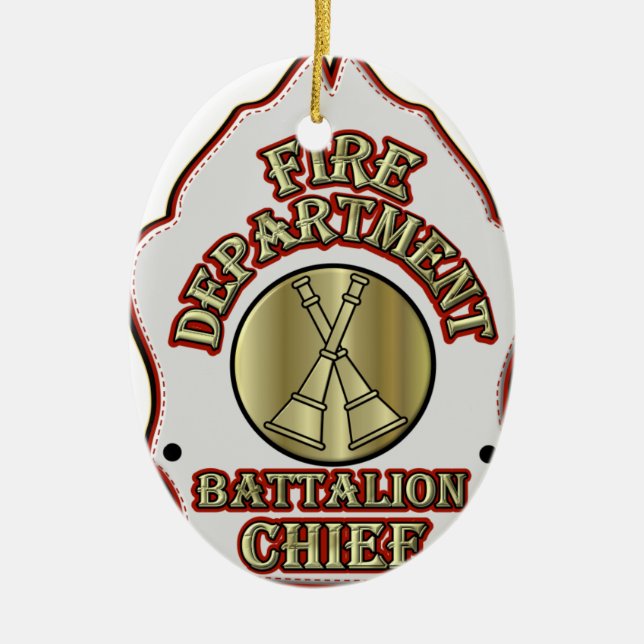 Fire Department Battalion Chief Shield Design Ceramic Ornament (Front)