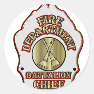 Fire Department Battalion Chief Shield Design Classic Round Sticker