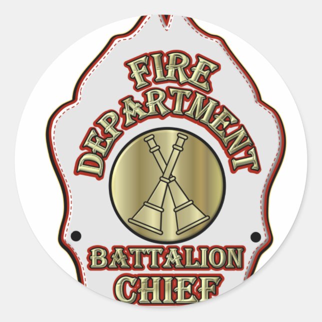 Fire Department Battalion Chief Shield Design Classic Round Sticker (Front)