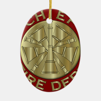 Fire Department Chief Brass Symbol Ceramic Ornament