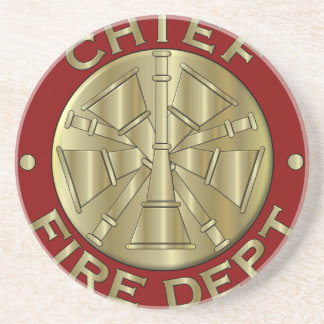 Fire Department Chief Brass Symbol Coaster