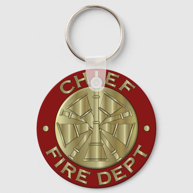 Fire Department Chief Brass Symbol Keychain (Front)