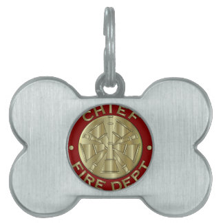 Fire Department Chief Brass Symbol Pet Name Tag
