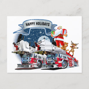Fire Department Christmas  Postcard